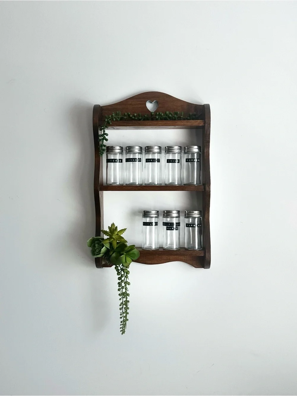 Vintage Wooden Heart Shelf Spice Rack